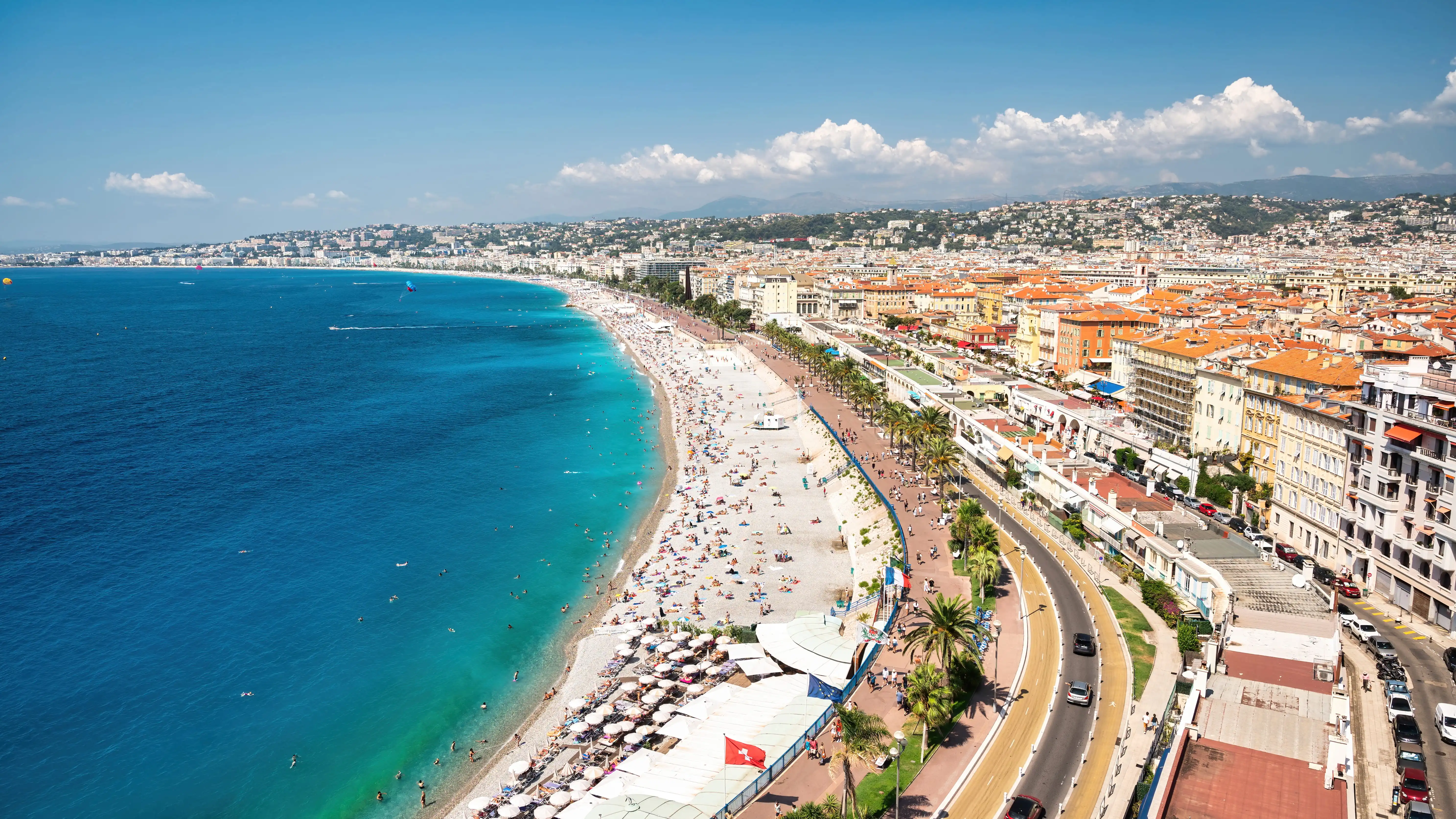 View of the Côte d'Azur in Nice, France